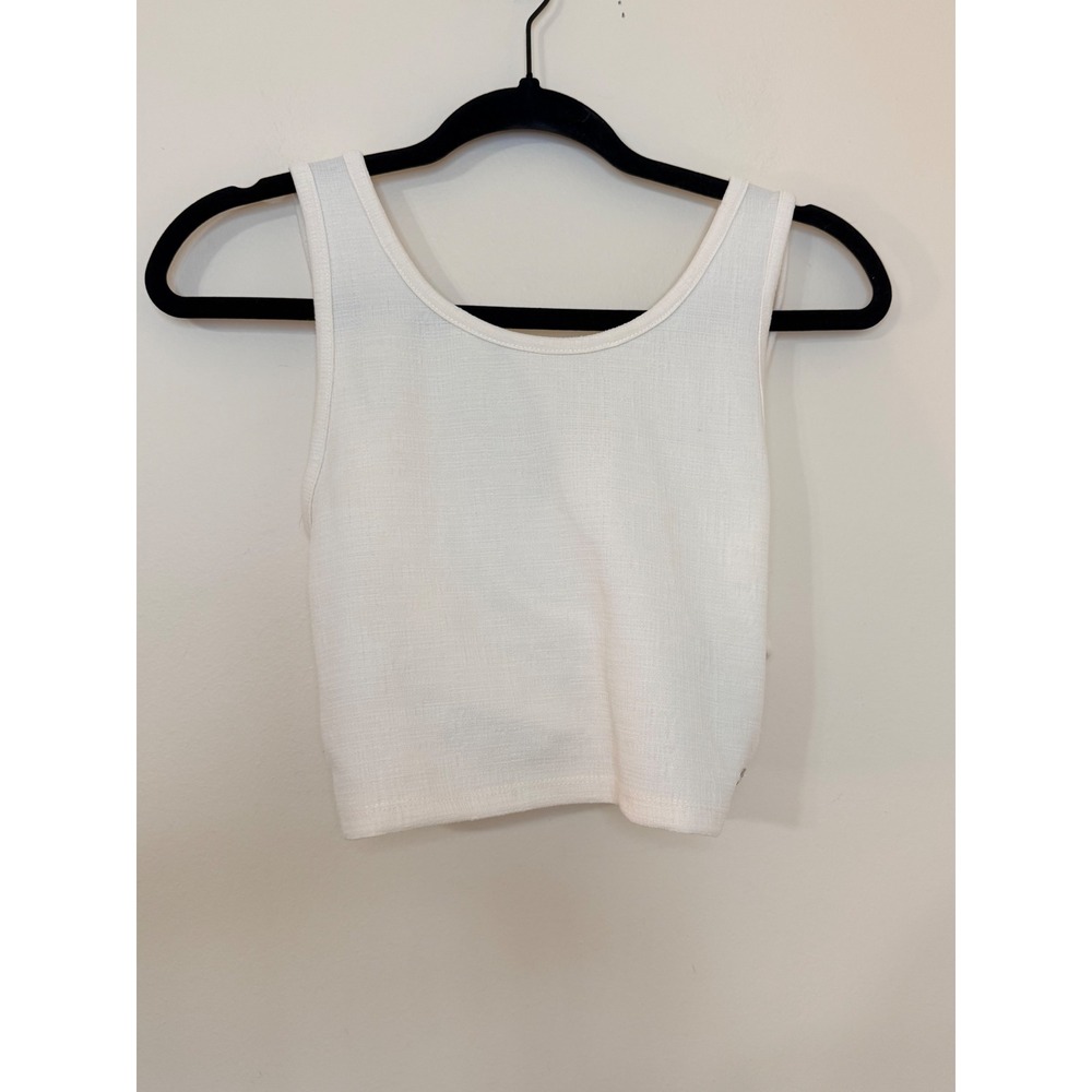 Roxy Good Keepsake White Textured Wrap Back Crop Top ERJKT04189 Womens Medium